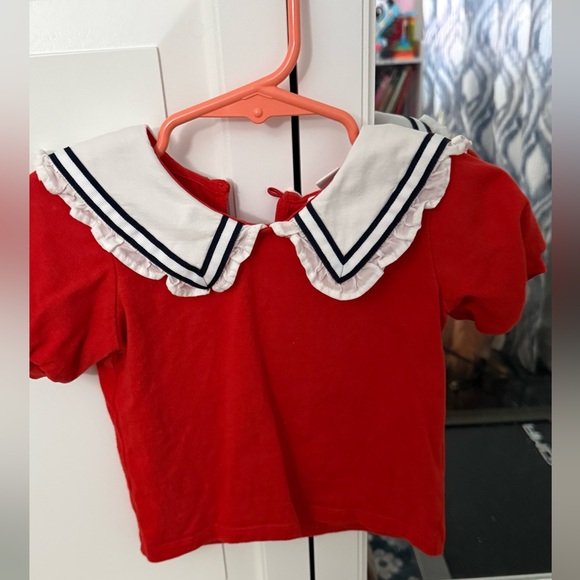 Janie and Jack Red Sailor Collar Blouse - Picture 4 of 7